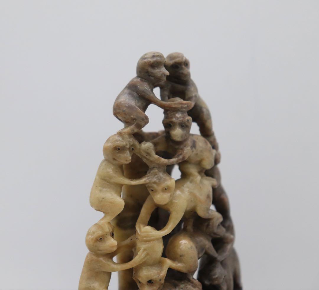 時代　寿山石彫　猿　置物　送料込み251011