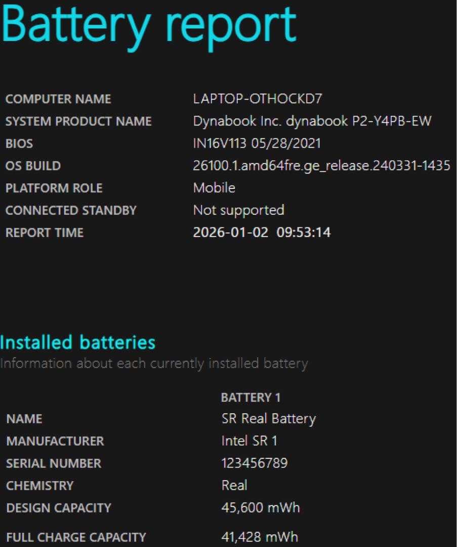 Windowsノート本体 dynabook P2-Y4PB-EW i3 1005G1 SSD2TB 16G