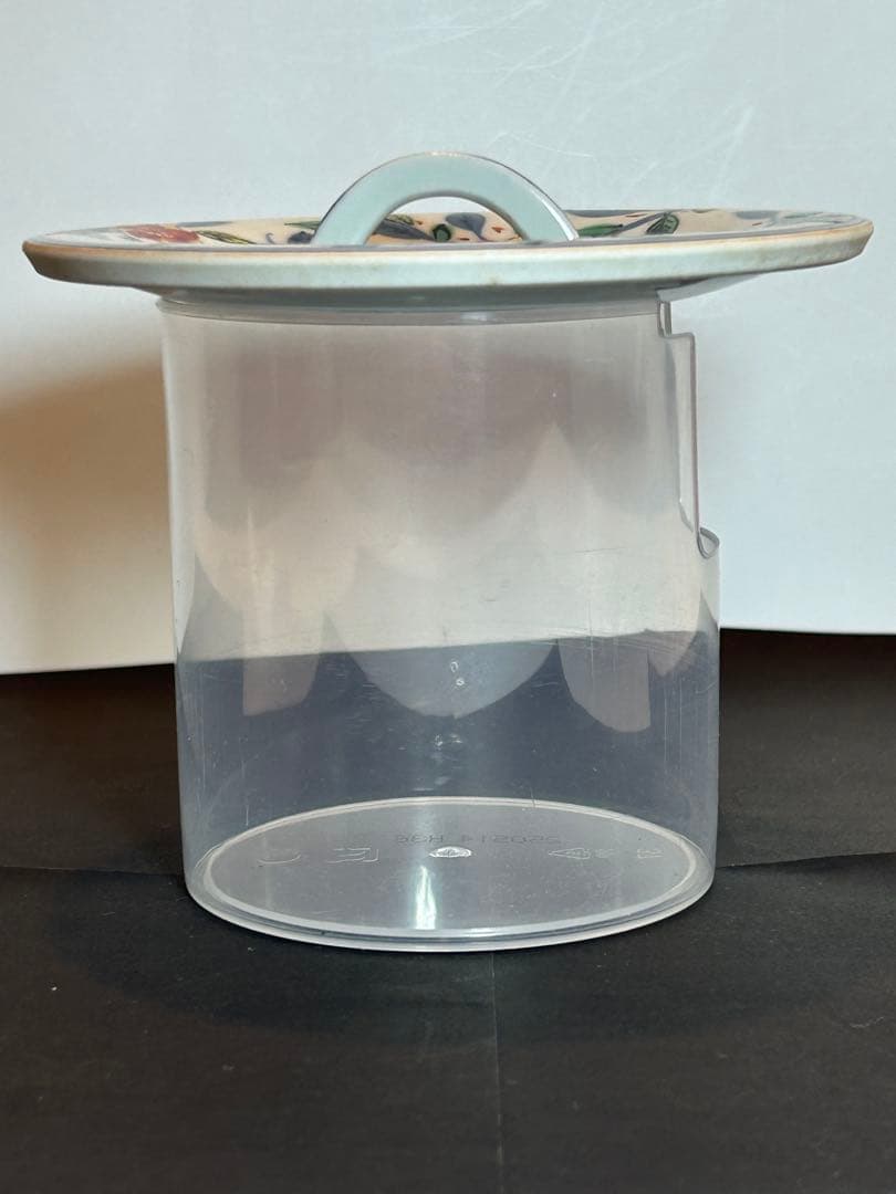 「　叶　松谷　」造　水指　吉葉色絵花鳥　共箱有り　茶道具　清水焼