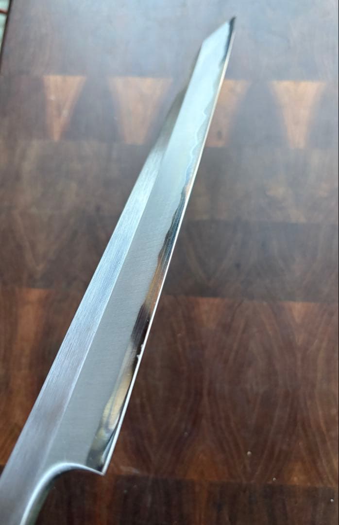 堺打刃物　霞　切付　柳刃9寸　270mm 包丁　白鋼　和包丁　水牛　朴木