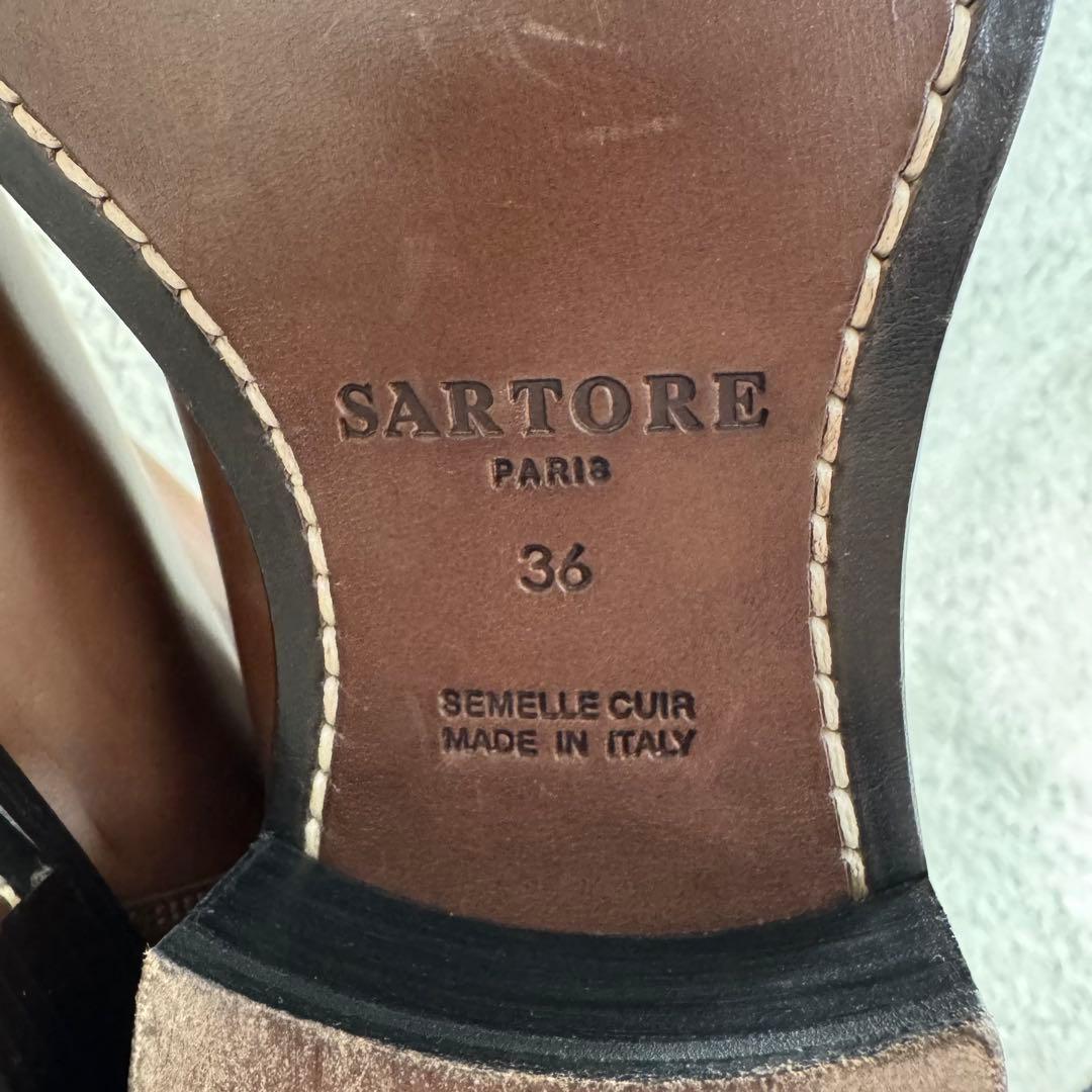 未使用級/EU36 SARTORE サルトル ジョッキーブーツ クロスバック 茶
