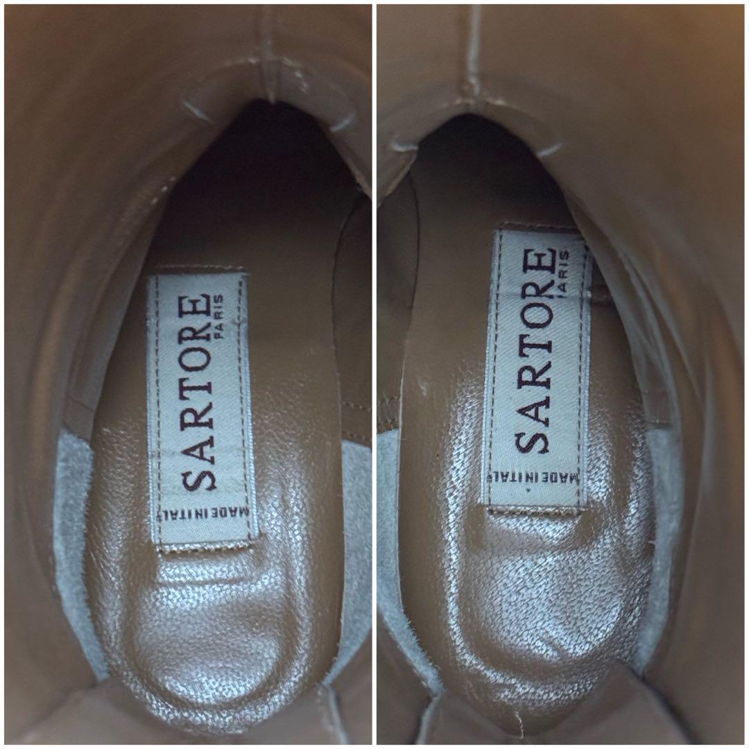 未使用級/EU36 SARTORE サルトル ジョッキーブーツ クロスバック 茶
