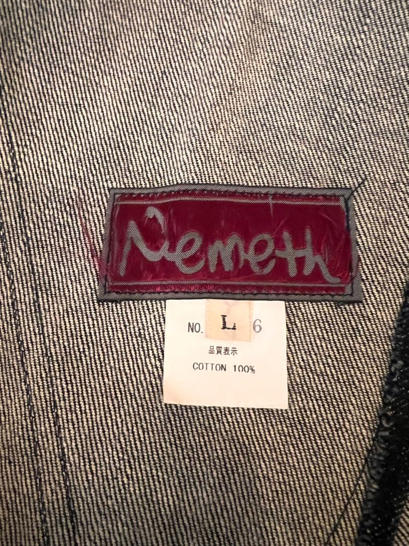 1回着用美品:NEMETHネメス:比翼デニムオーバーオール サイズL 国産デニム