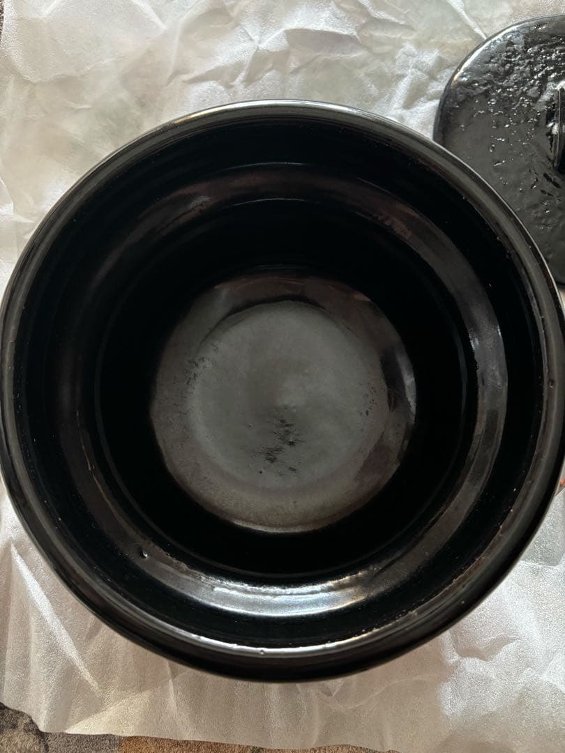 雲井窯　信楽・中川一辺陶の土鍋　黒楽御飯鍋　ニ号炊き