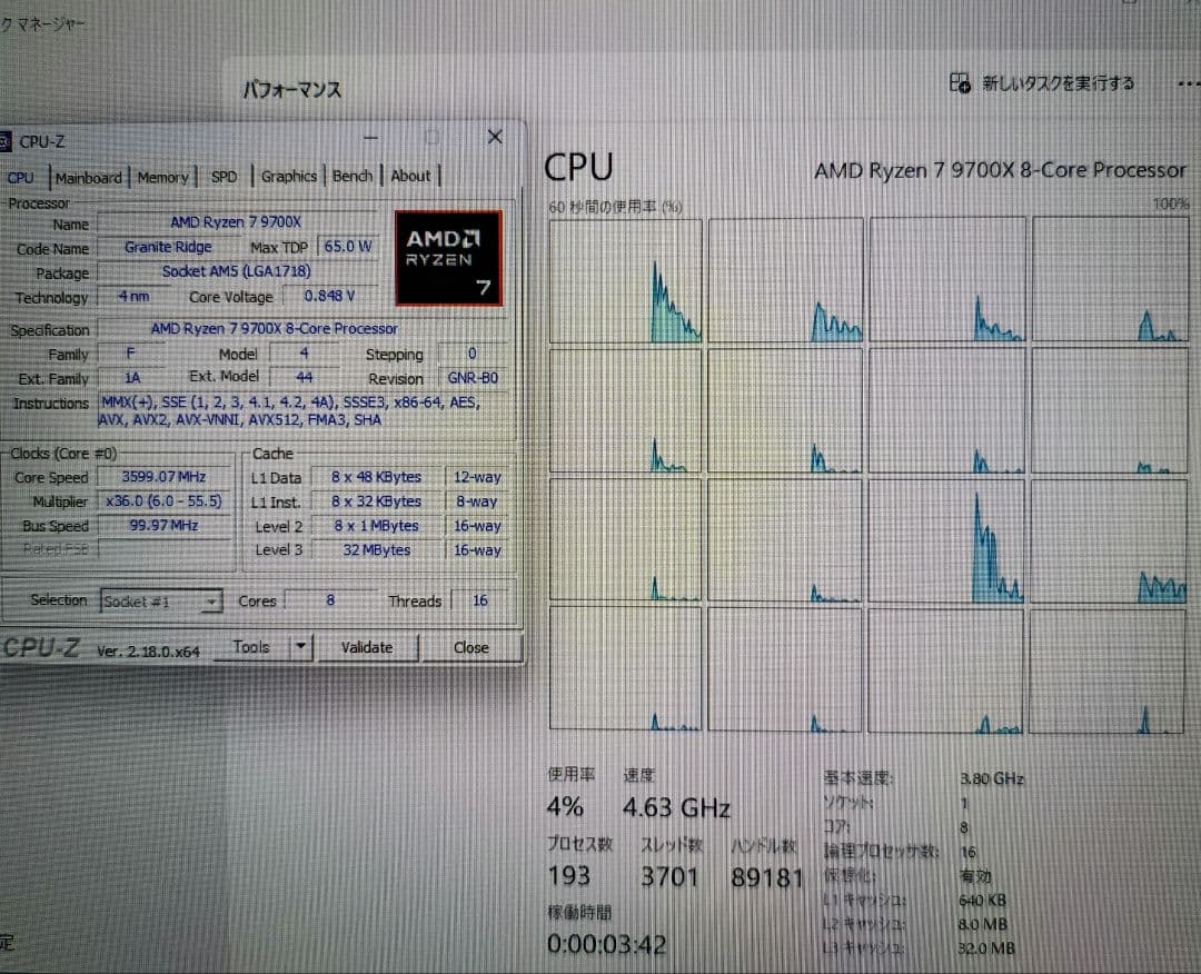 Ryzen7 9700X CPU本体のみ