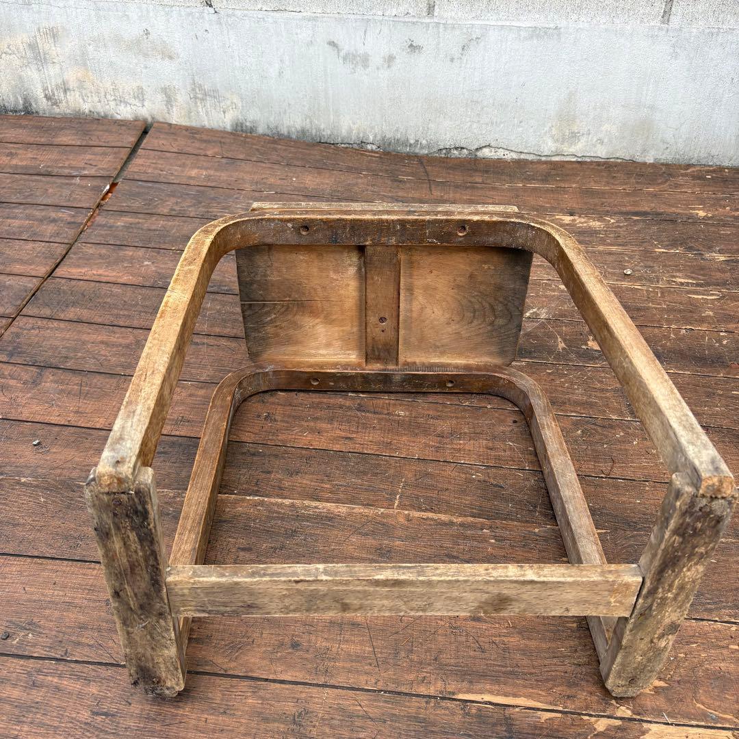 C1 昭和レトロ 古道具 無垢材 木製椅子 プライウッドスツール 古家具 花台
