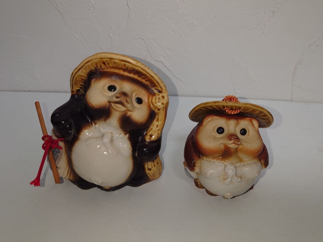 【3個】信楽焼 たぬき 狸 タヌキ 置物 陶器 焼物 縁起物 他抜き