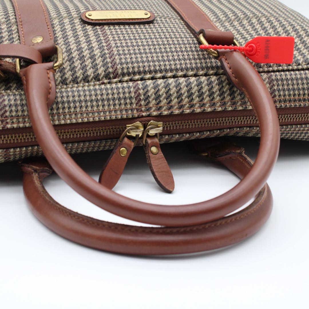 【美品】Polo Ralph Lauren 千鳥格子 ビジネスバッグ ブラウン
