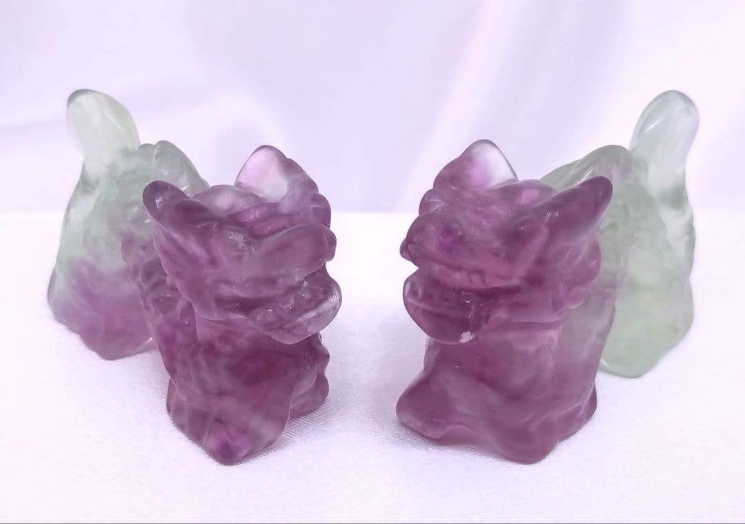 フローライト　キャンディ　龍　辰　ドラゴン　彫り物　カービング　干支　セット