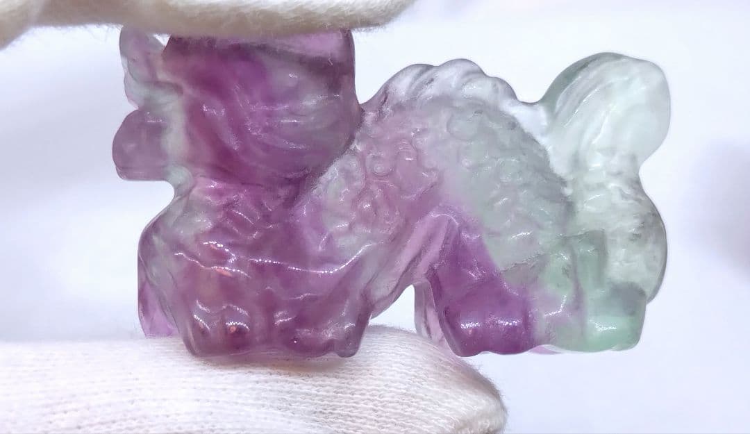 フローライト　キャンディ　龍　辰　ドラゴン　彫り物　カービング　干支　セット