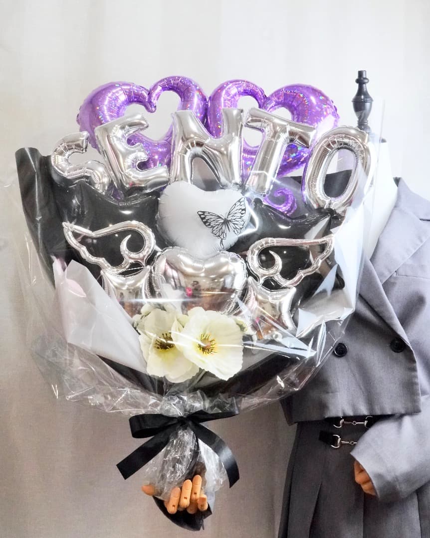 ※ご購入前に文字をご連絡下さい⭐︎NameバルーンブラックパープルBIGサイズ！