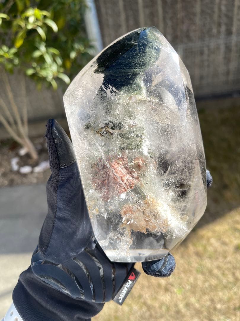 ブラジル産　ガーデンクォーツ　磨き石　四季幽霊水晶　万物新生