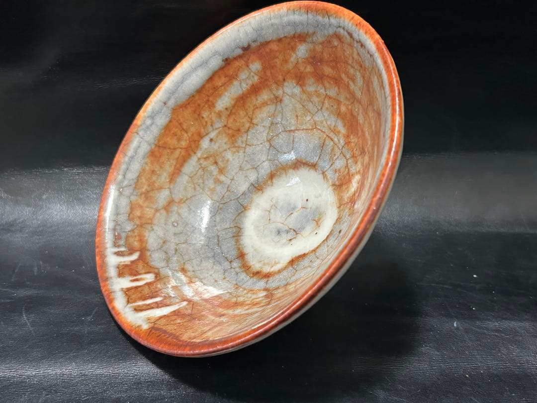 究極の古美術◾️蔵から美しい幻想的な夕陽の陰陽の富士山の抹茶茶碗が出てか来ました。