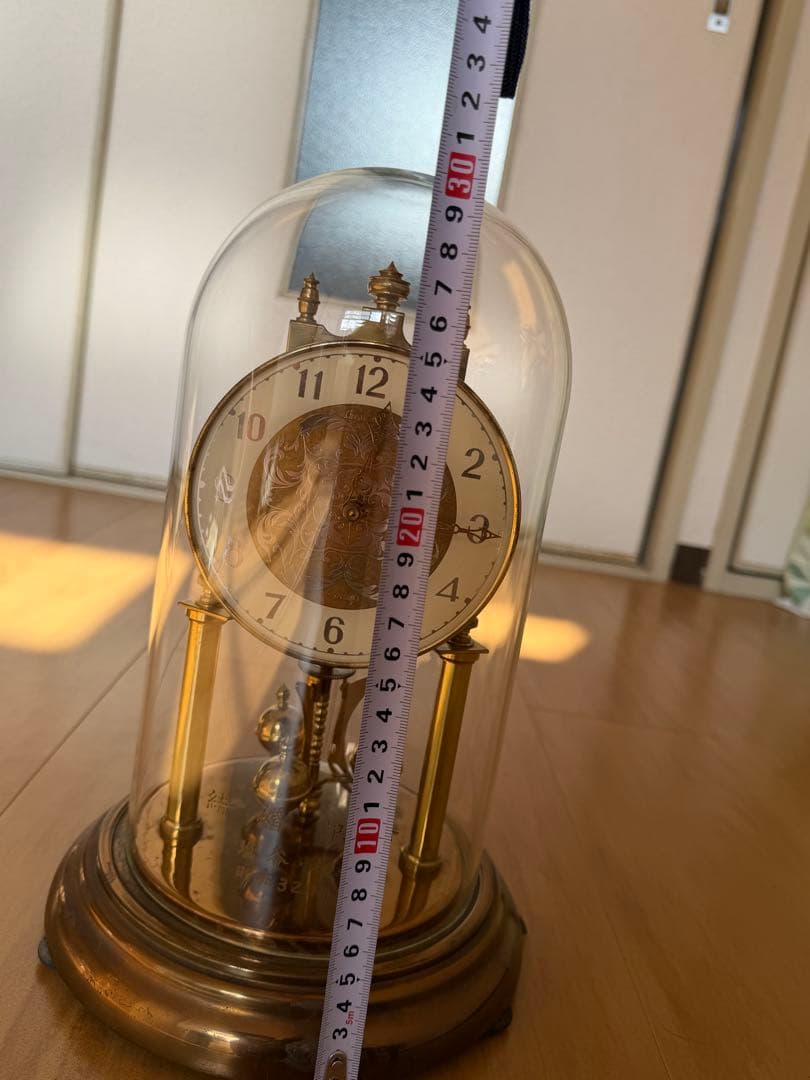 真鍮製ドーム型置時計 約30cm 巻き鍵付き