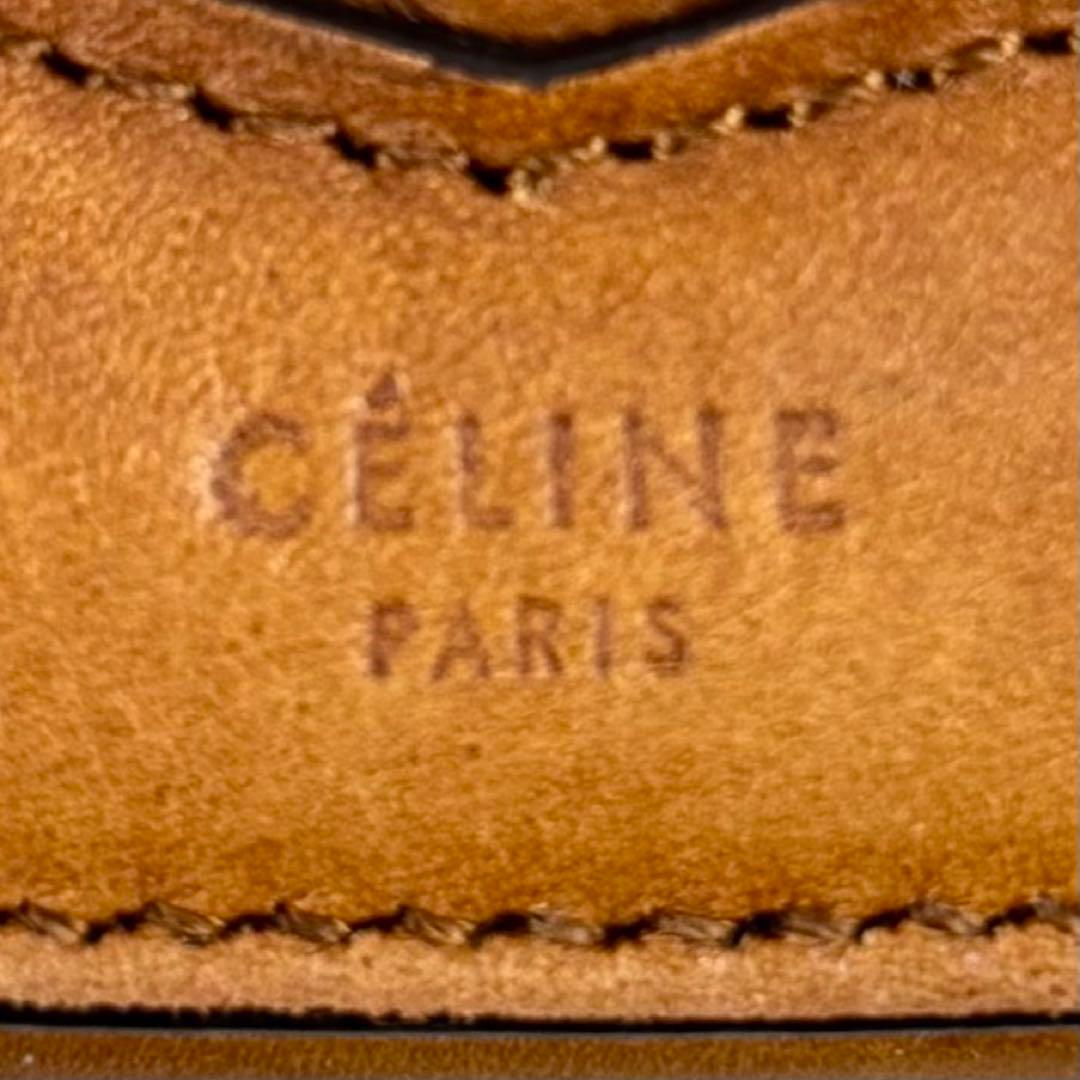 美品 CELINE レザー ショルダーバッグ マカダム柄 斜め掛け ブラウン 茶