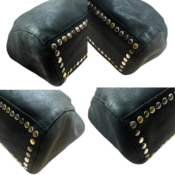 TRES トレ ハンドバッグ 本革 スタッズ ブラック トートバッグ 肩掛け