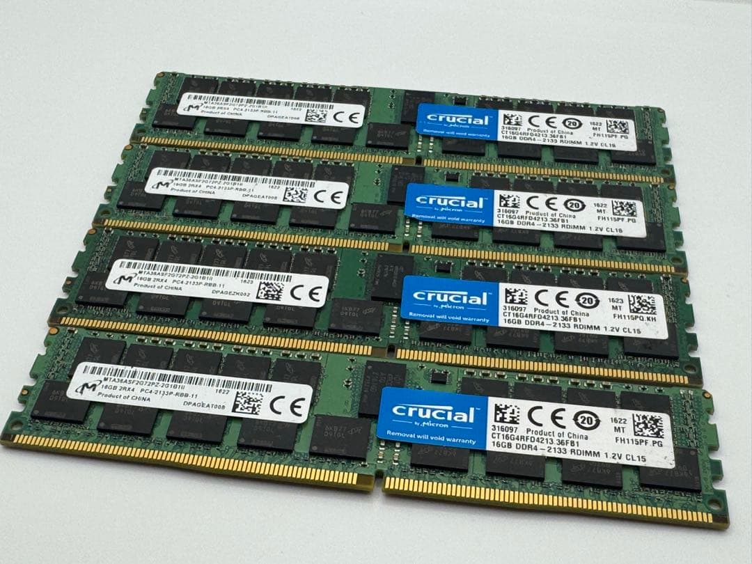 ⑦Crucial 16GB DDR4-2133P RDIMM 4枚セット