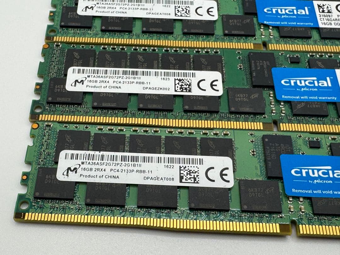 ⑦Crucial 16GB DDR4-2133P RDIMM 4枚セット