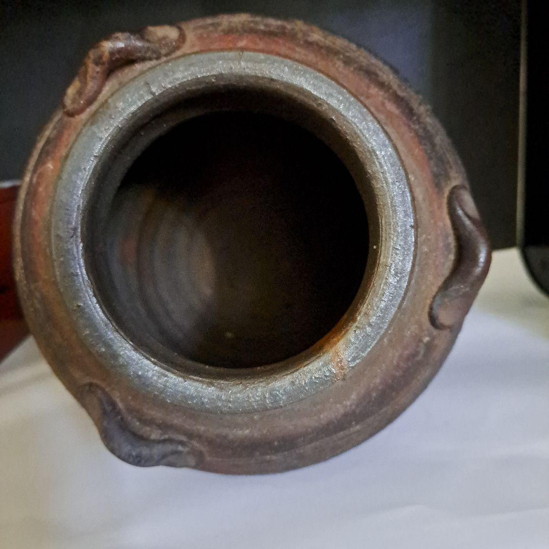 KaZe3456 茶道道　桃山時代　古備前焼　茶壺　３耳壺　三角刻印