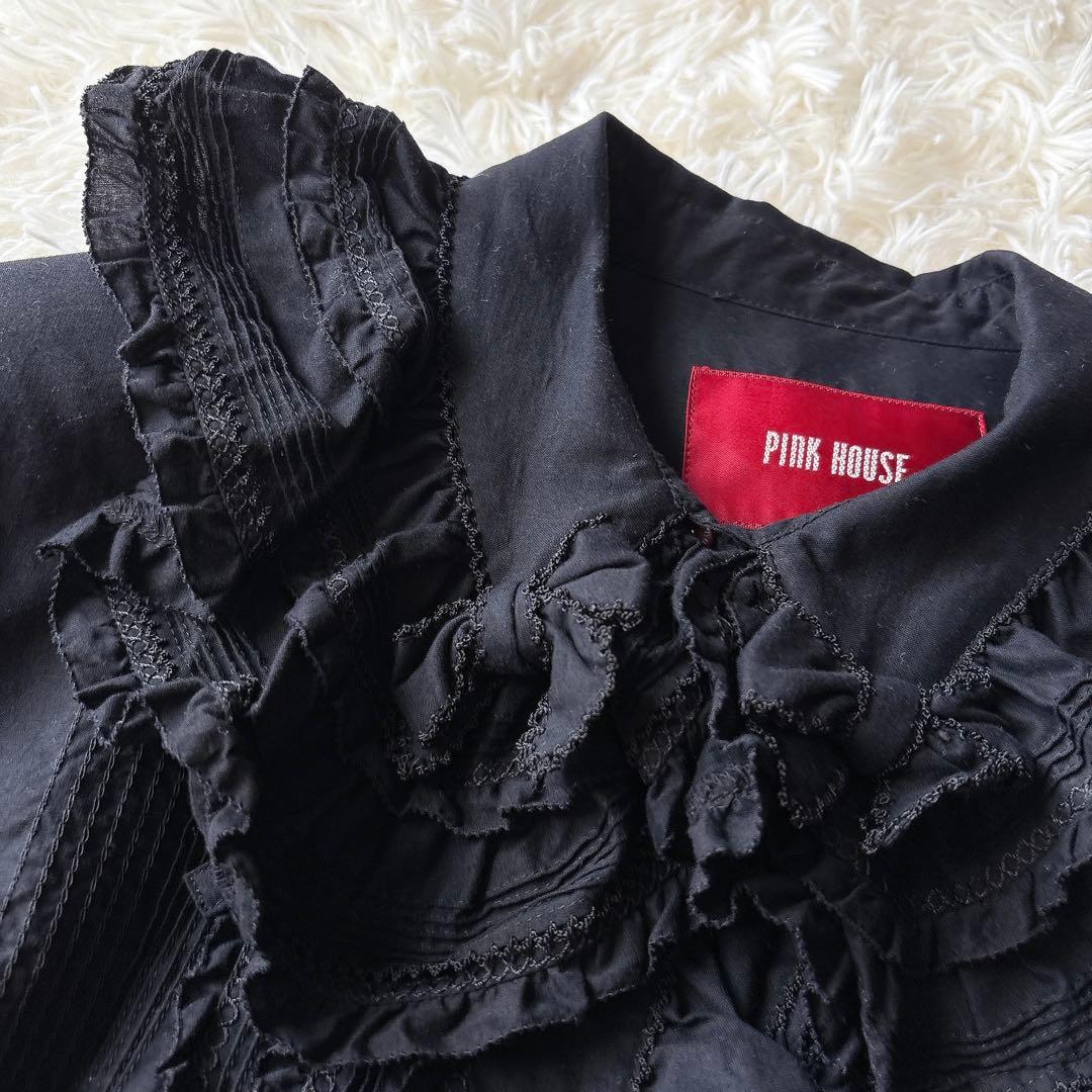 未使用級✨️ピンクハウス ボリュームフリルシャツ ピコフリル リボン バックロゴ