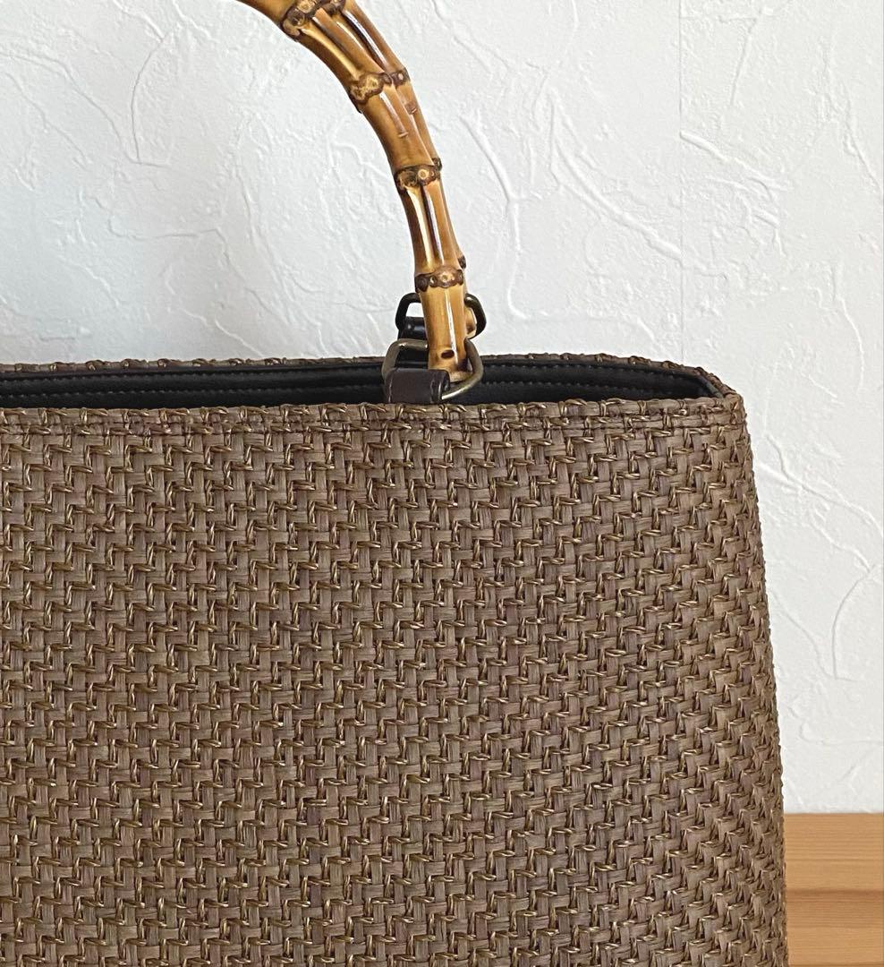 【新品未使用】カゴ風バッグ　ダークブラウン