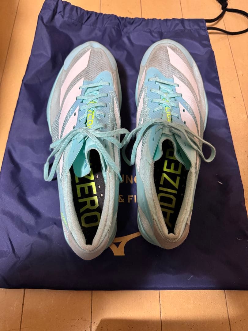 ADIZERO FINESSEミントグリーンスパイク27.5cmシューズ袋セット
