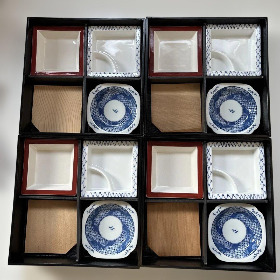 ✴︎自宅保管・松花堂弁当 御膳セット 懐石料理 陶器皿付き・4セット・新品・未使用