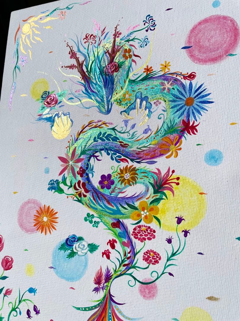 「幻の花龍」 ② アクリル画 開運絵画 龍神 抽象画 龍ノツカイ