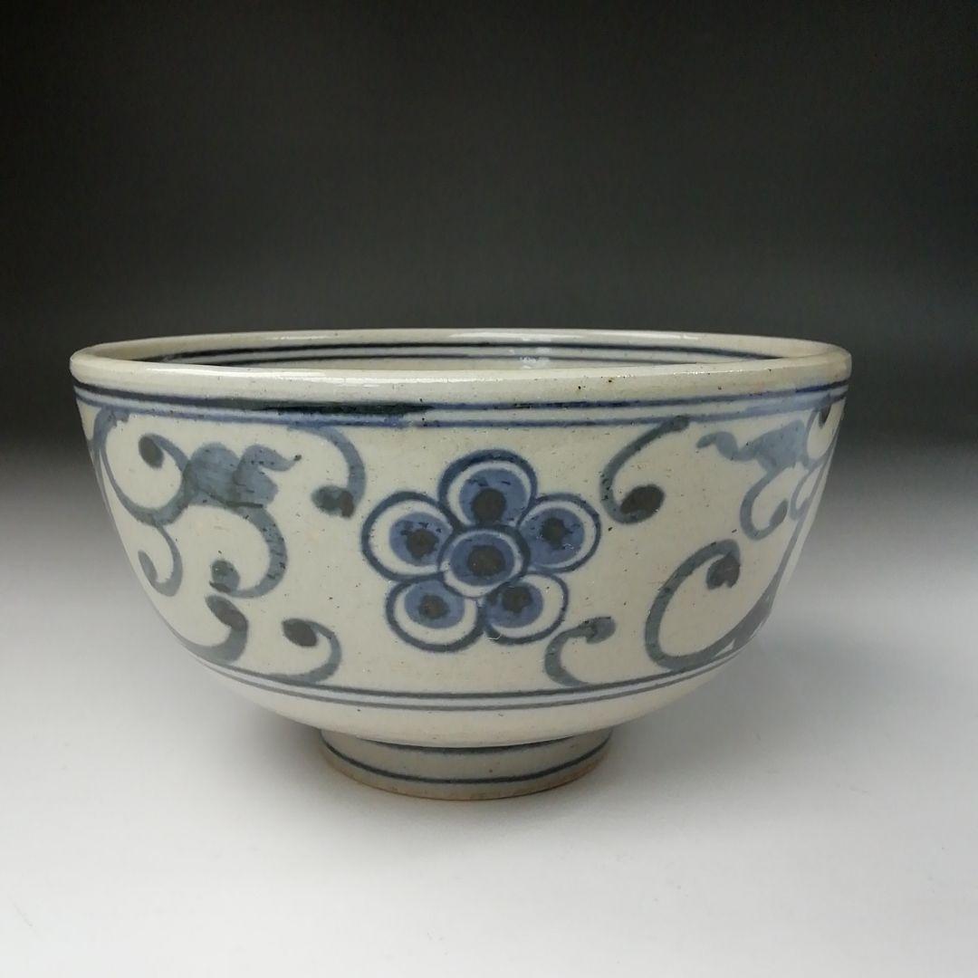 Ｔ４４３　茶碗　『安南写　梅唐草』『膳所焼』『淡海ぜぜ　陽炎園造』　共箱　茶道具