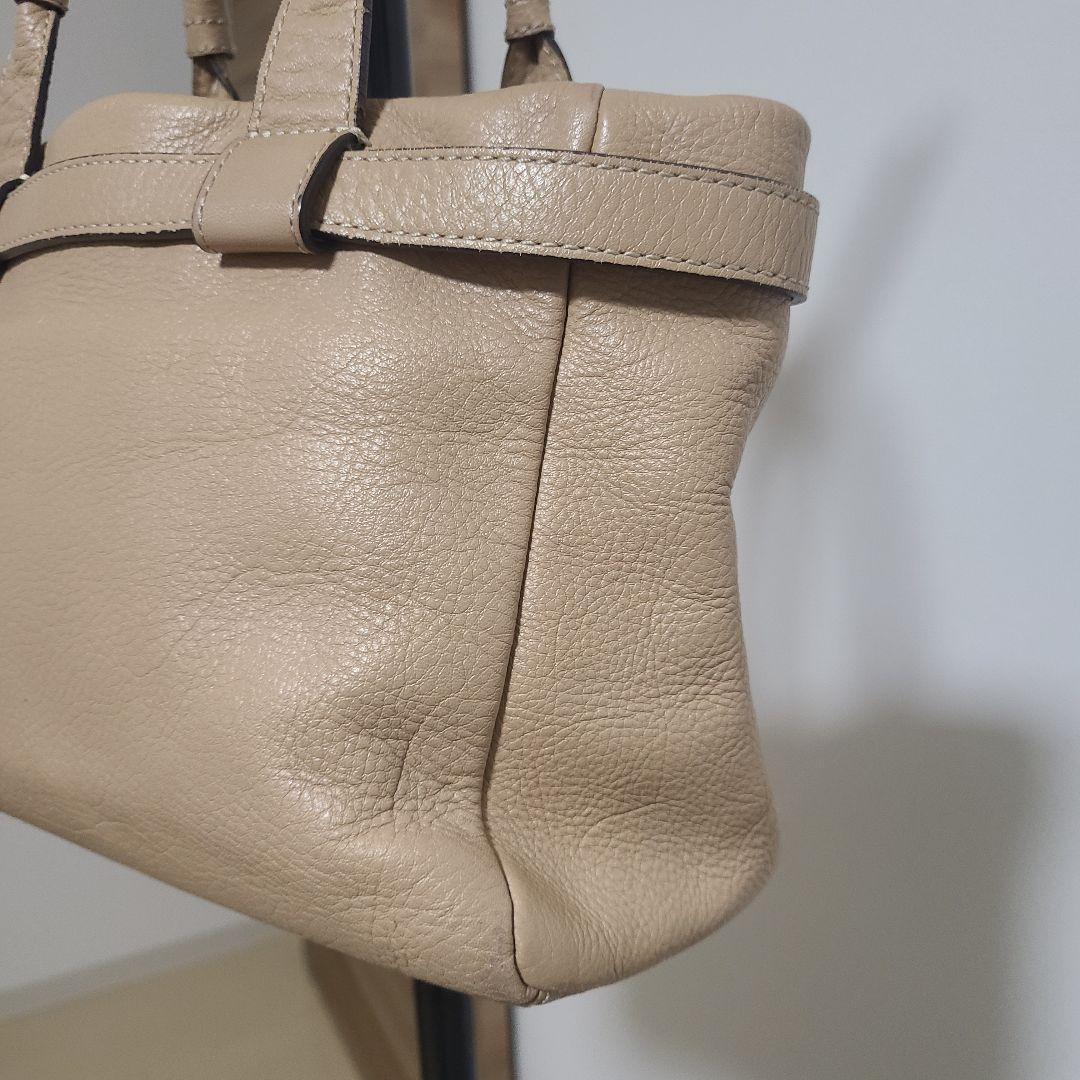 【美品】 土屋鞄 シボ革 レザーハンドバッグ ベージュ 上品 通勤 トート 軽量