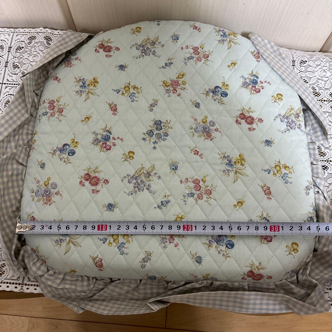 マニー　背当て付きコラージュシートクッション（ブルー）