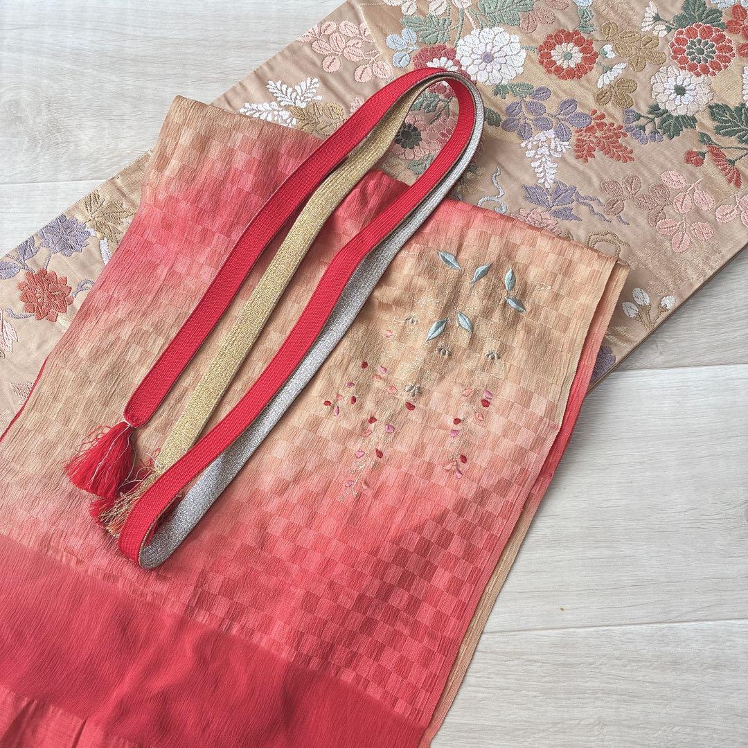 付け下げ　小紋　フルセット　着物　トールサイズ　正絹　訪問着　鮮やか美　J1