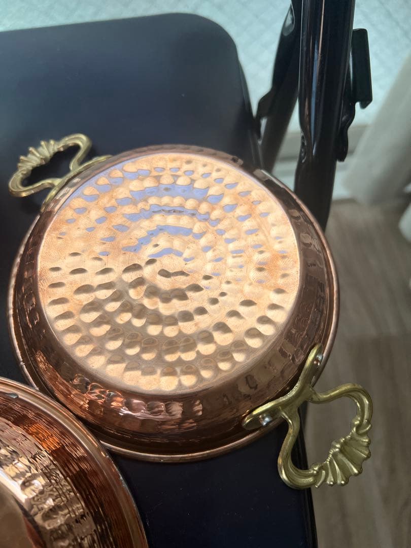 銅製ハンマード鍋セット 4点