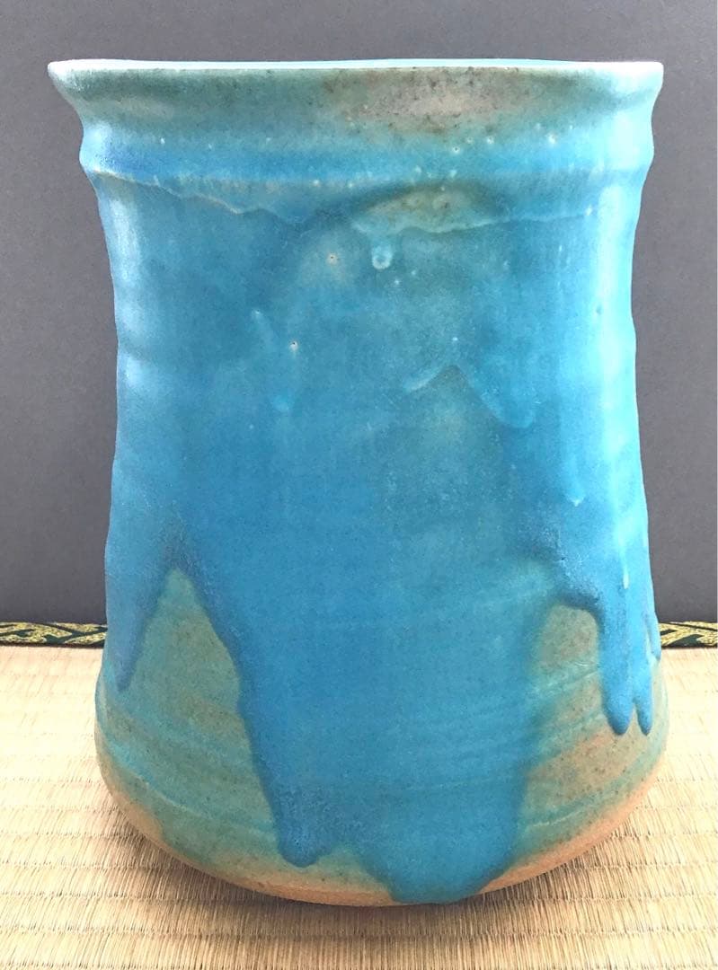 茶道具 水指 宝徳末六華窯 共箱 口径155ミリ 高さ約225ミリ Ｎ400a