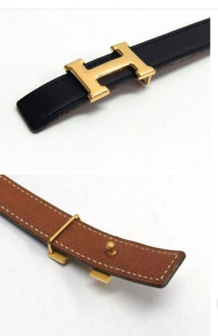 HERMES ミニコンスタントベルト リバーシブル Hバックル 黒×茶