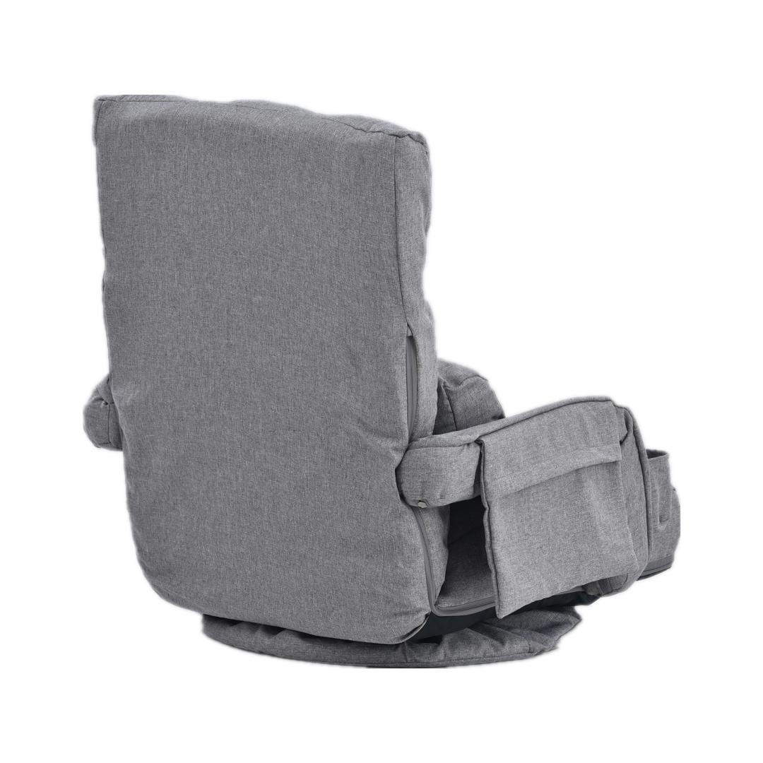 回転式座椅子肘掛けハイバック座いすリクライニング1人掛けソファー【ライトグレ】