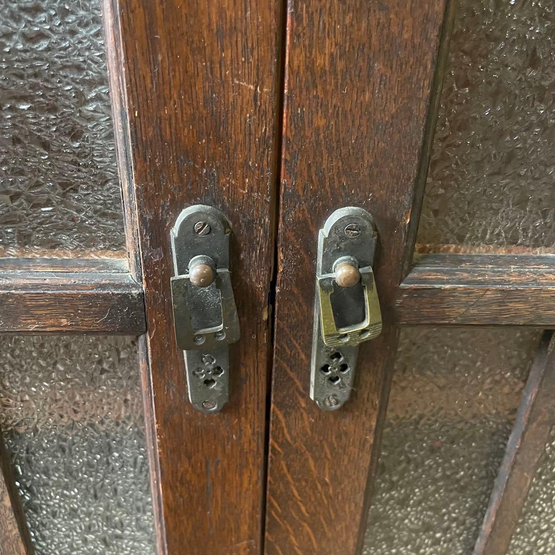 アンティーク ガラス戸棚 キャビネット 飾り棚 古家具 骨董棚 和製アンティーク