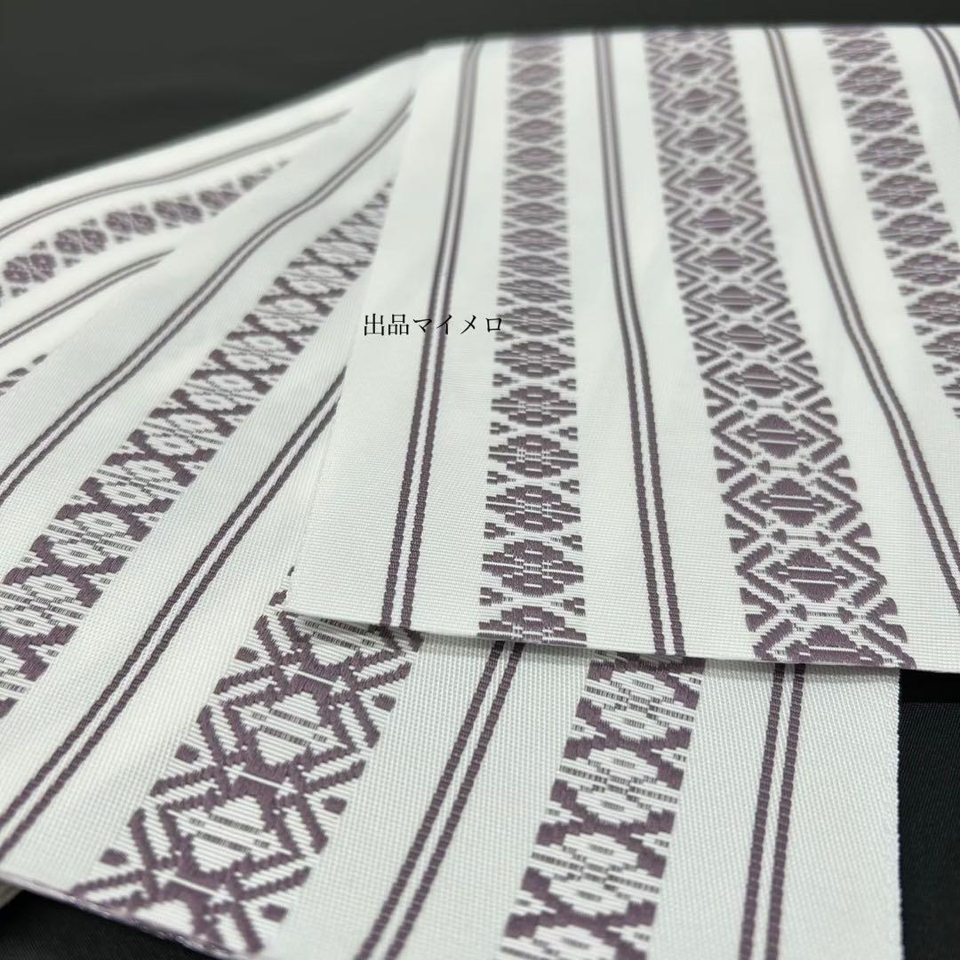 浴衣　綿麻　粋な夏着物　麻の葉柄　紺色　献上柄　半幅帯　2点　0713⑥