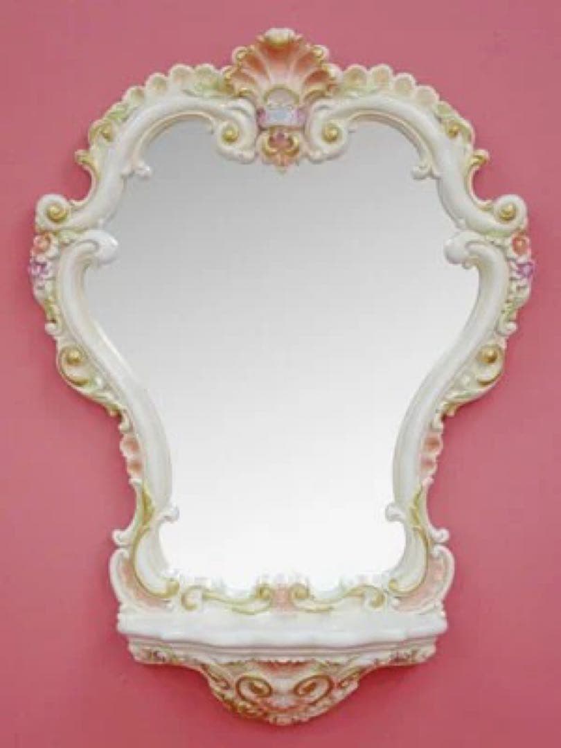 ロココ調 クラッシック家具　壁掛け式ミラー　プリンセス　コンソール付き