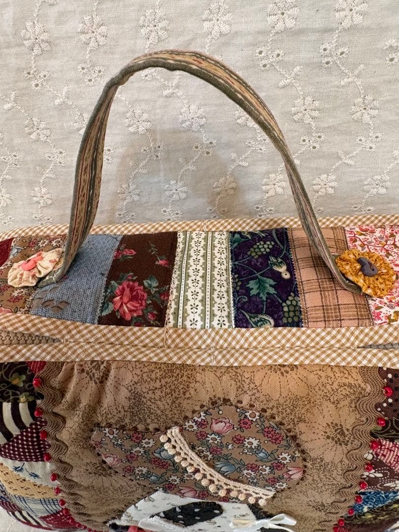 ♡ハンドメイド♡1点限り‼️ スーちゃんカントリーパッチワークBIGバニティポーチ