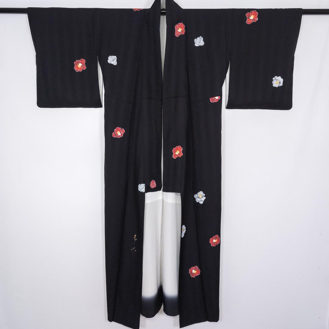 Mutu R8SK176 小紋 京友禅作家 松井青々 落款 花 椿 シルク