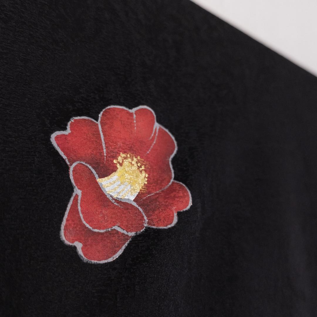 Mutu R8SK176 小紋 京友禅作家 松井青々 落款 花 椿 シルク