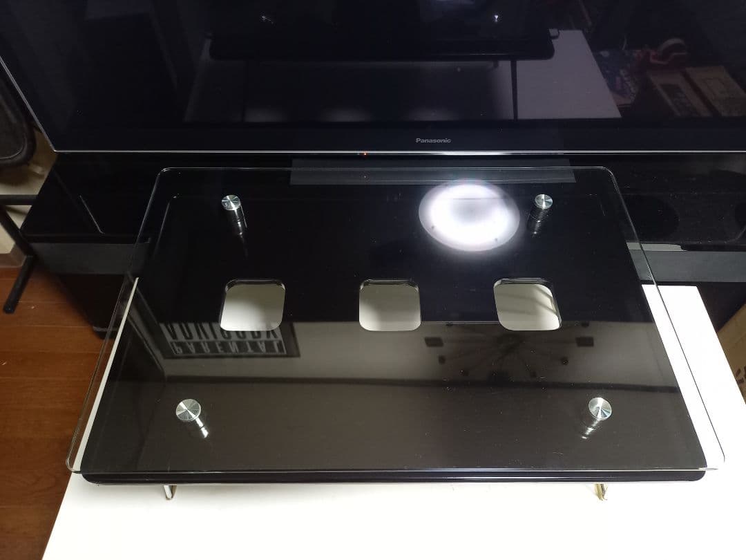 レア　デザイン　1990's　スペースエイジ　ガラス　メタル　ブラック　テーブル