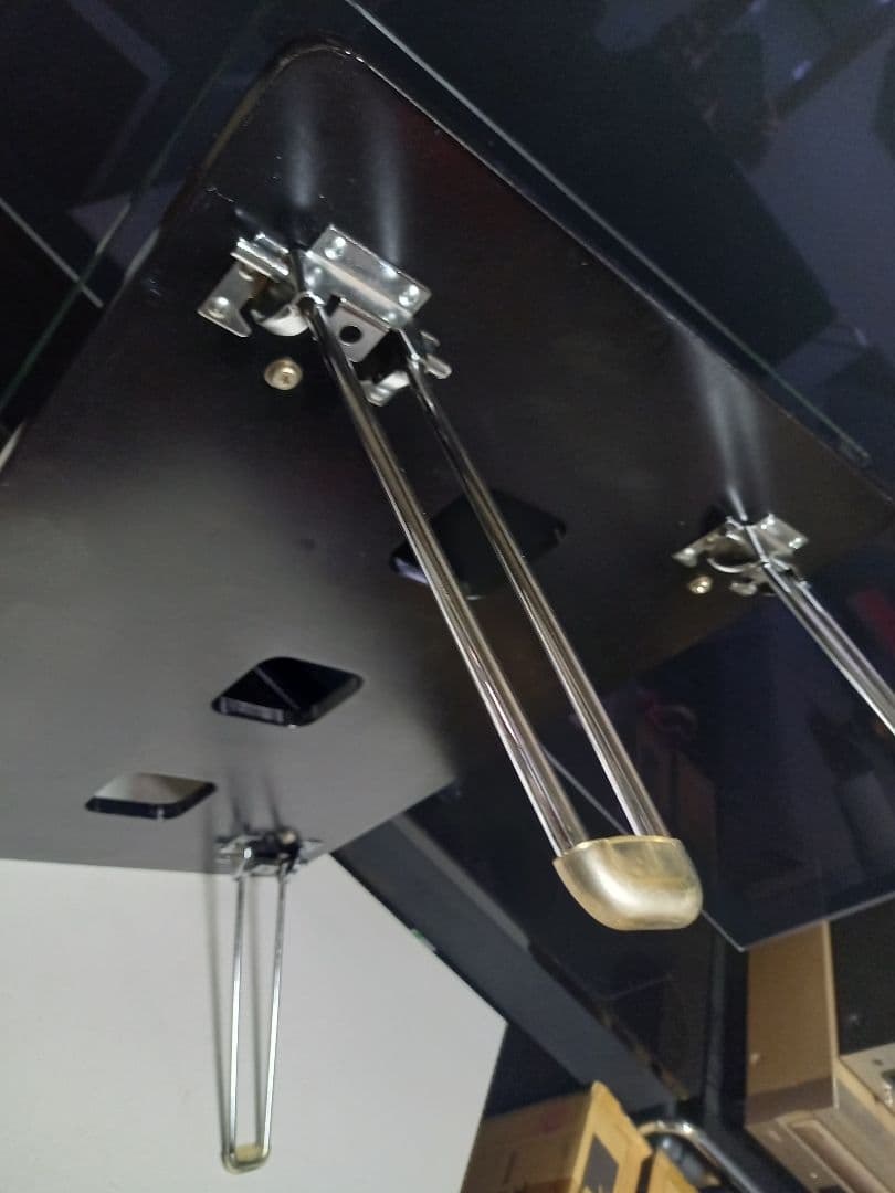 レア　デザイン　1990's　スペースエイジ　ガラス　メタル　ブラック　テーブル