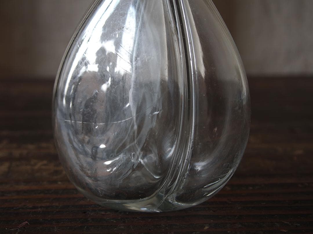 吹きガラスの２輪挿し ゆらゆらガラス ガラスボトル 古道具 硝子/K413