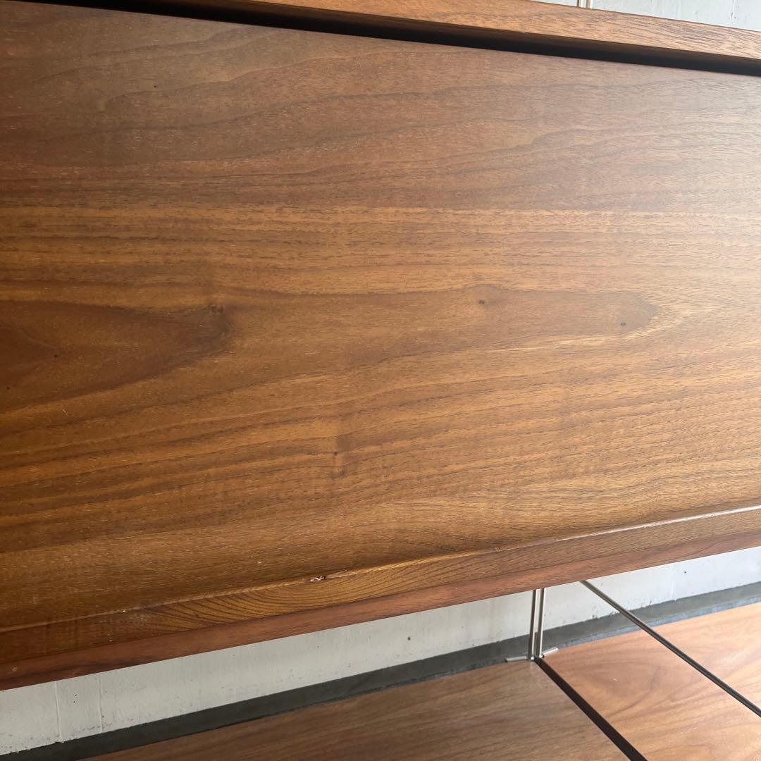 美品★無印 ステンレスユニットシェルフ　ウォールナット材棚・フラップ扉連結セット