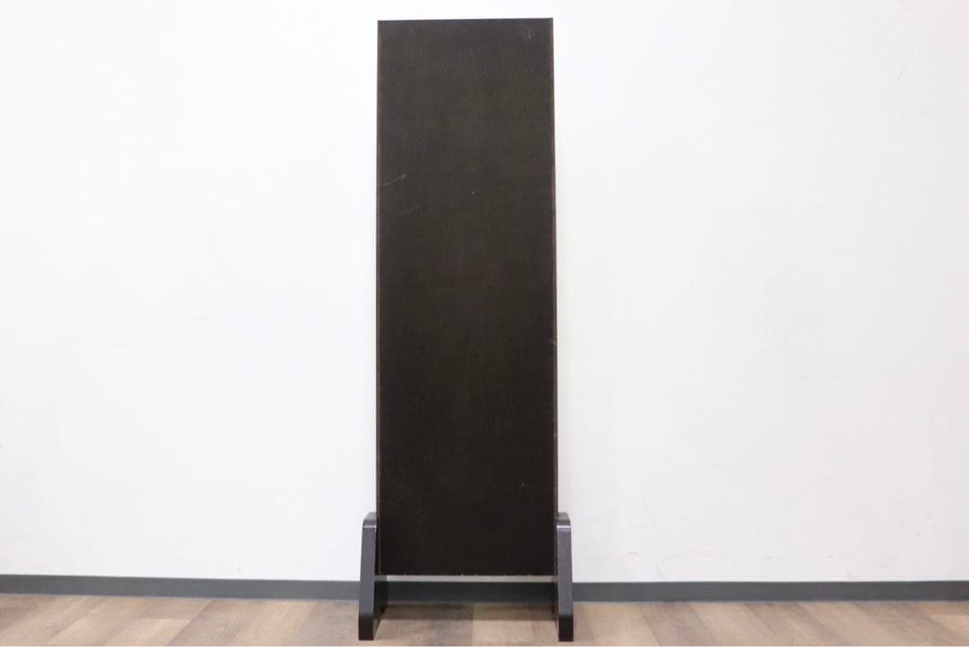 GMGF106○鎌倉彫 スタンドミラー 鏡 姿見 全身鏡 木製 彫刻 漆塗り 着