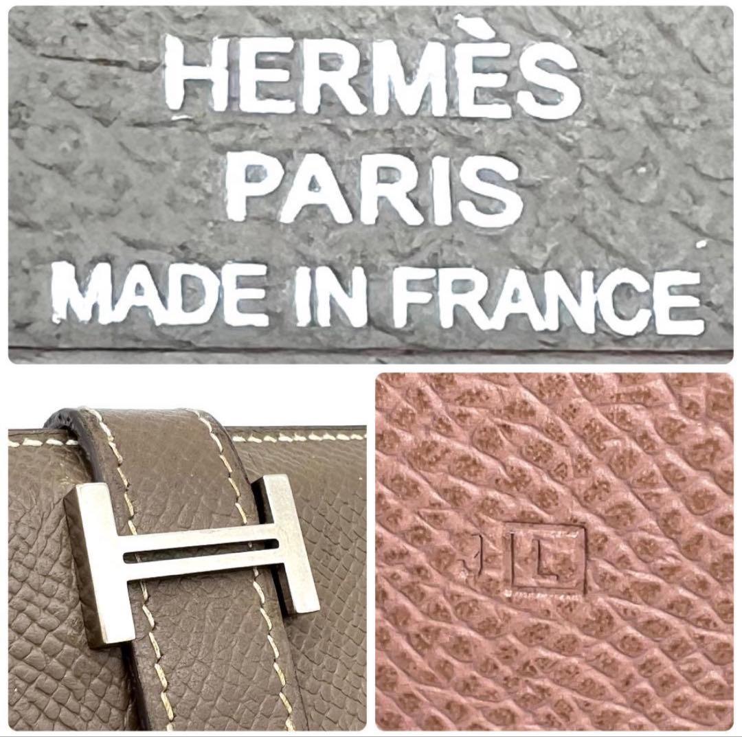 1*5様 【15】【極美品】エルメス ベアンミニ カードケース エトゥープ