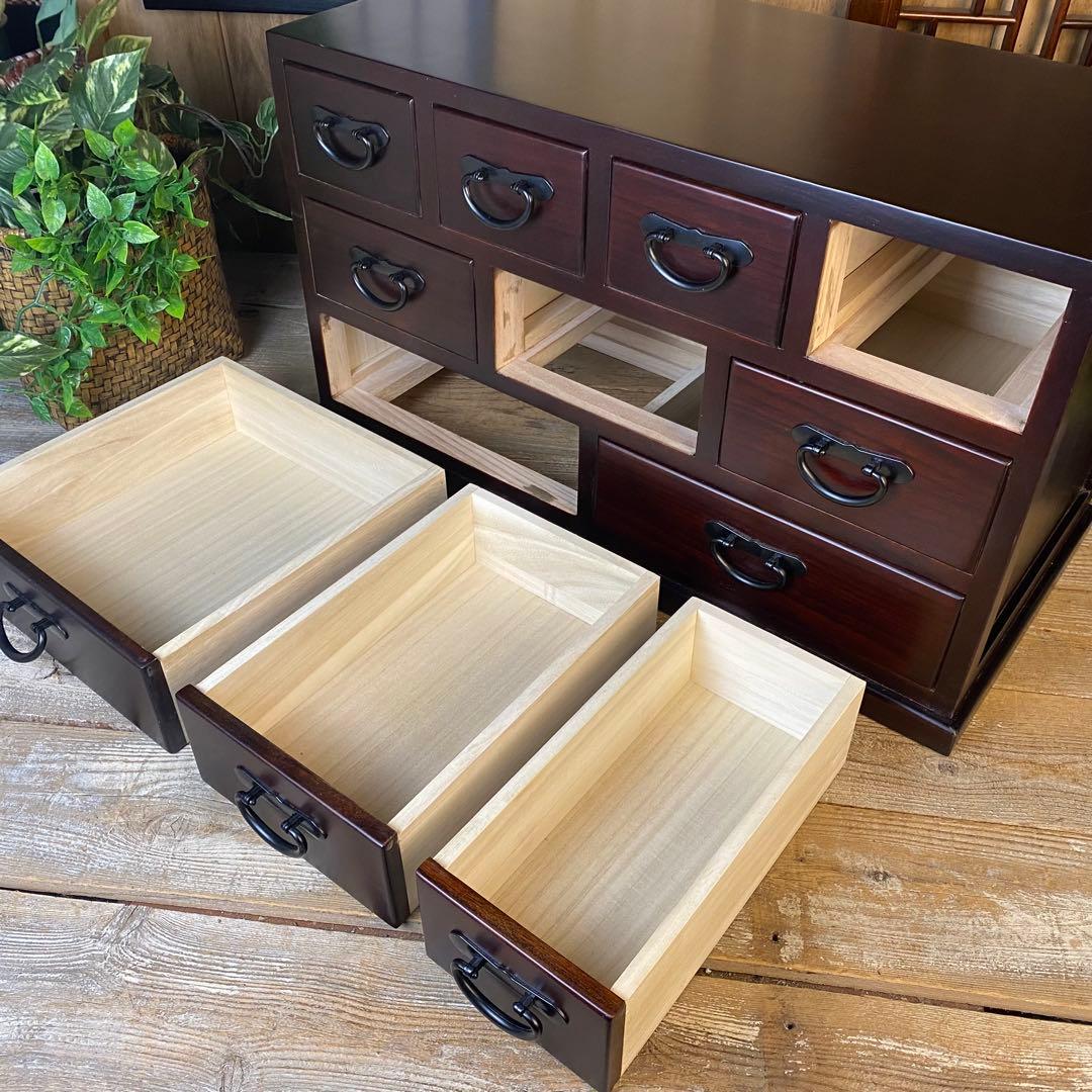 大幅値下げセール中！民芸家具桐材多引き出しチェストタンスC70㎝×41㎝木製収納