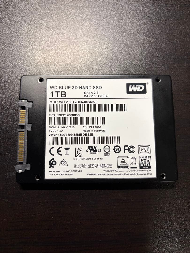 内蔵型SSD WD BLUE 1TB 3D NAND SATA SSD
